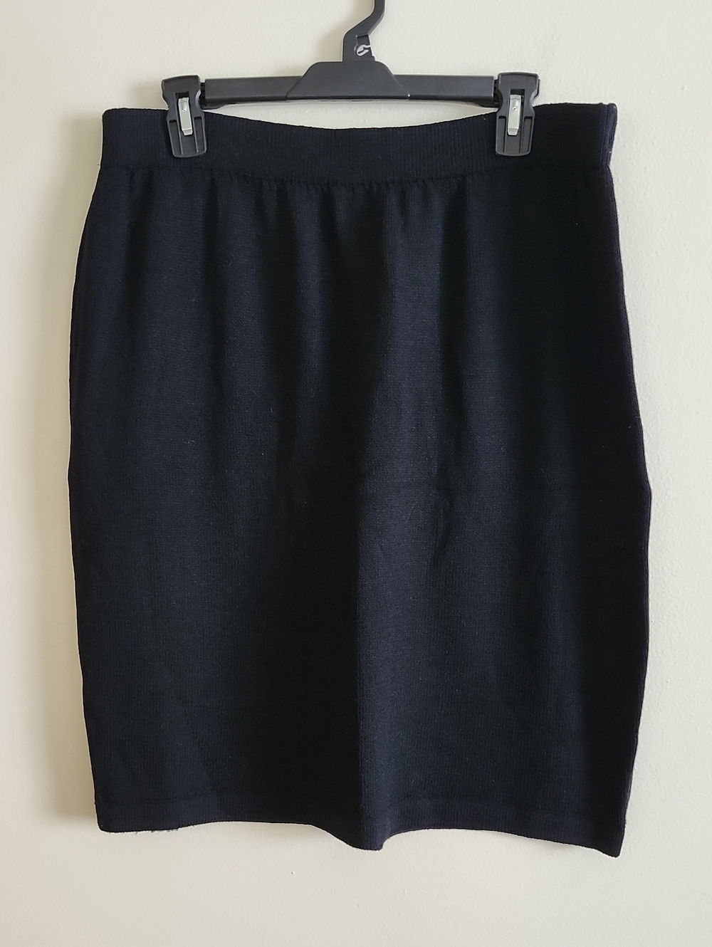 St. John Black Santana Knit Pencil Skirt Stretch Thick Womens 16